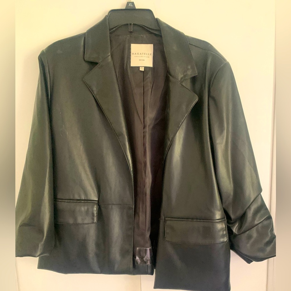 bagatelle Black Faux Leather Boxy Blazer Jacket